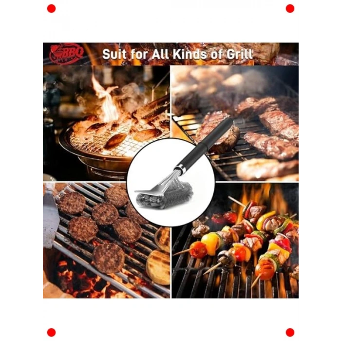 Paslanmaz Çelik Mangal Temizleme Fırçası & Kazıyıcı