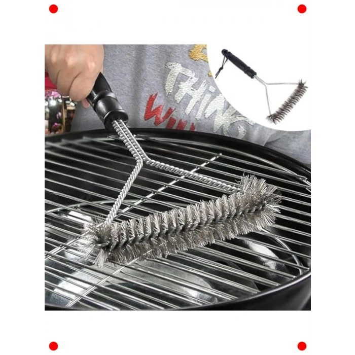 Paslanmaz Çelik Mangal Temizlik Fırçası 2si 1 Arada