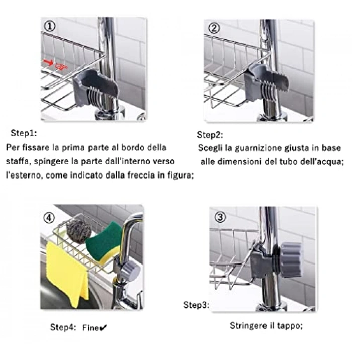 Paslanmaz Çelik Mutfak Lavabo Sünger Tutucu