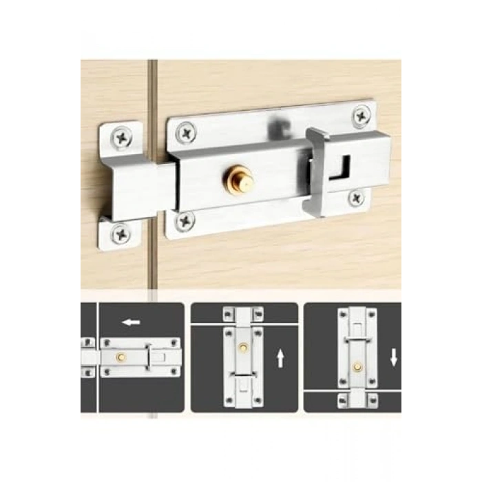 Paslanmaz Çelik Sürgülü Kapı ve Pencere Emniyet Kilidi, 95 x 43 x 20 mm