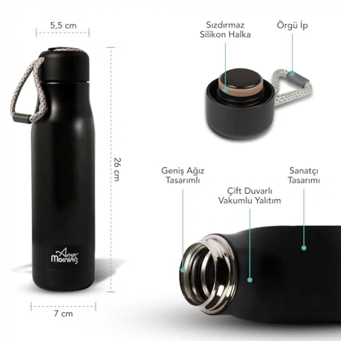 Paslanmaz Çelik Termos, 600 ml Kapasite ile Sızdırmaz Tasarım