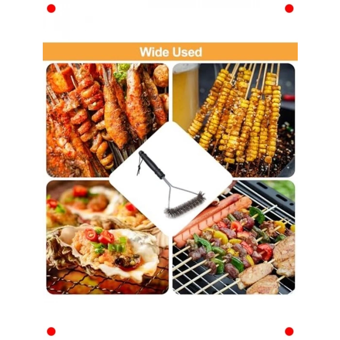 Paslanmaz Çelik Uzun Saplı Mangal Temizleme Fırçası