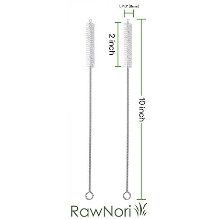 Paslanmaz Çelik ve Silikon İçecek Pipetleri İçin 2 Uzun Fırça