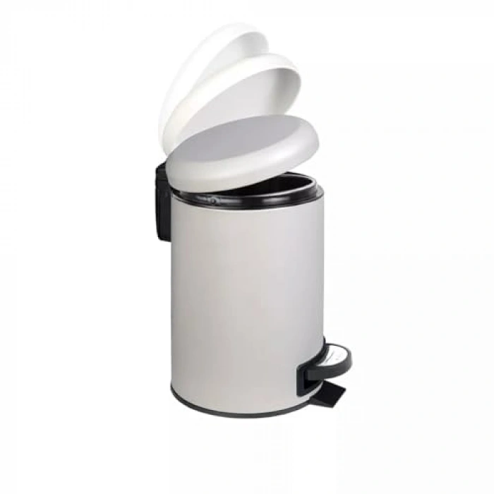 Paslanmaz Elit Pedallı Çöp Kovası Beyaz 12 LT (000302-2)
