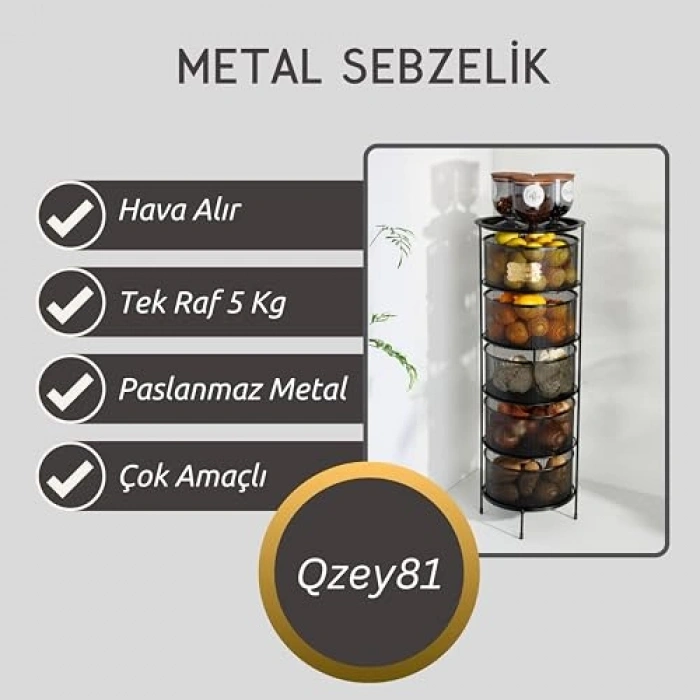 Paslanmaz Metal Sebzelik, 5 Katlı Açılır Kapanır Tasarım