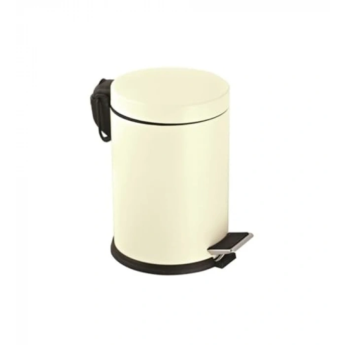 Paslanmaz Pedallı Çöp Kovası, 3 Litre Hacim ve Krem Renk
