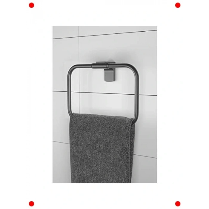 Paslanmaz Siyah Kare Havluluk - Modern Banyo Askısı