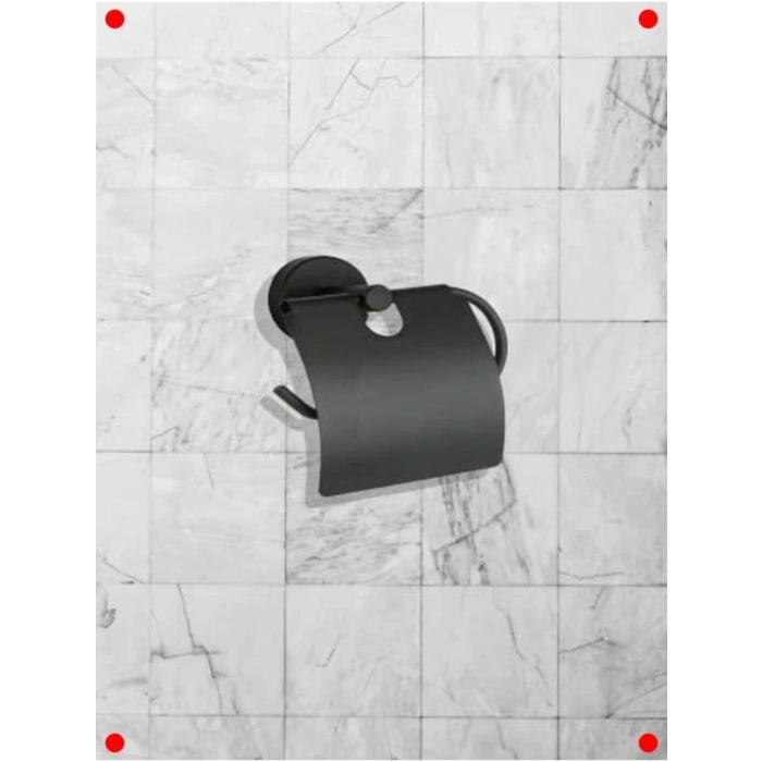 Paslanmaz Siyah WC Kağıtlık - Kapaklı