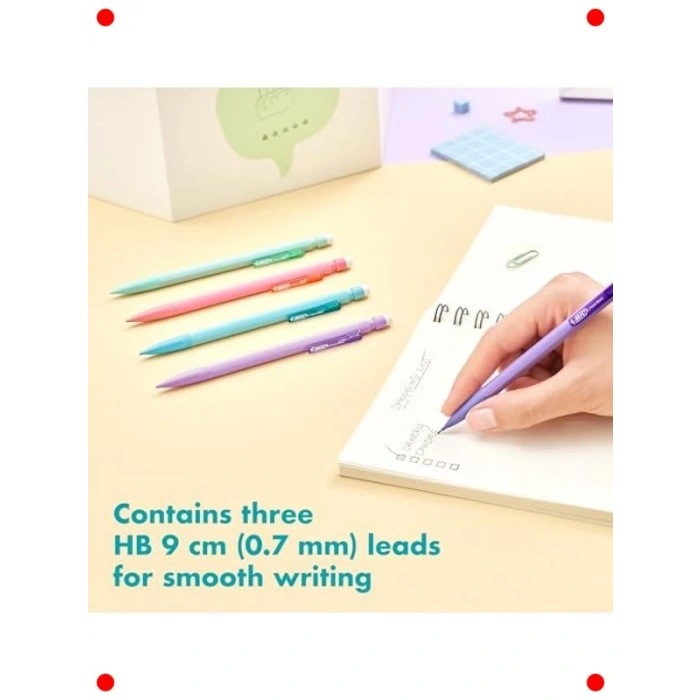 Pastel Mekanik Kalem Seti - 0.7 mm, 10 Adet, Silinebilir