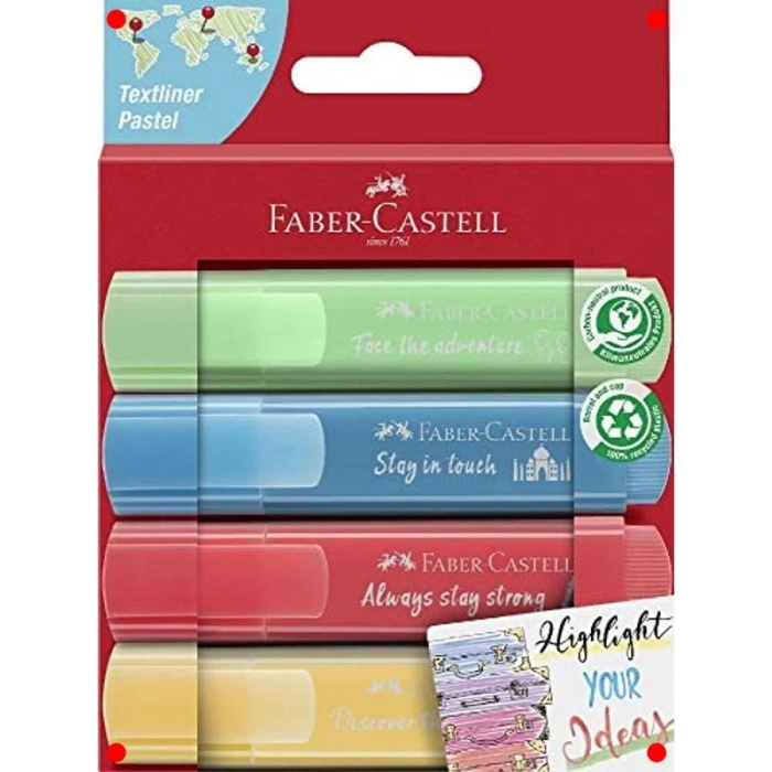 Pastel Tonlarda Fosforlu Kalem Seti, 4lü