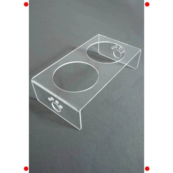 Pati Desenli Şeffaf İkili Evcil Hayvan Mama Kabı