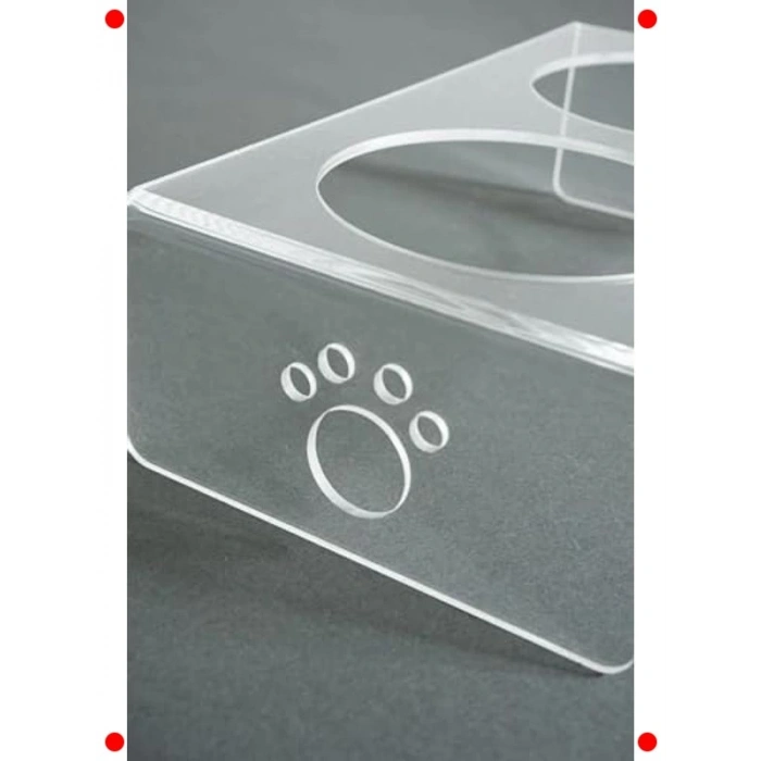 Pati Desenli Şeffaf İkili Evcil Hayvan Mama Kabı