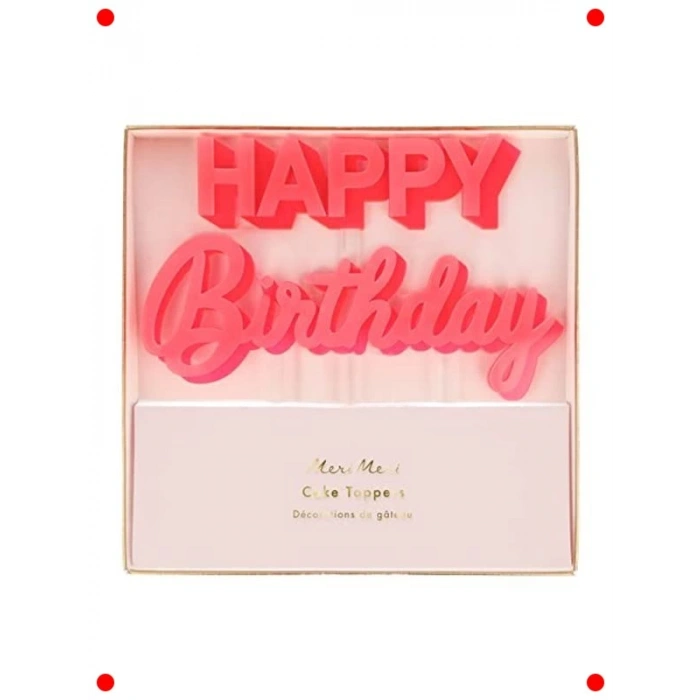 Pembe Akrilik İyi ki Doğdun Pasta Süsü