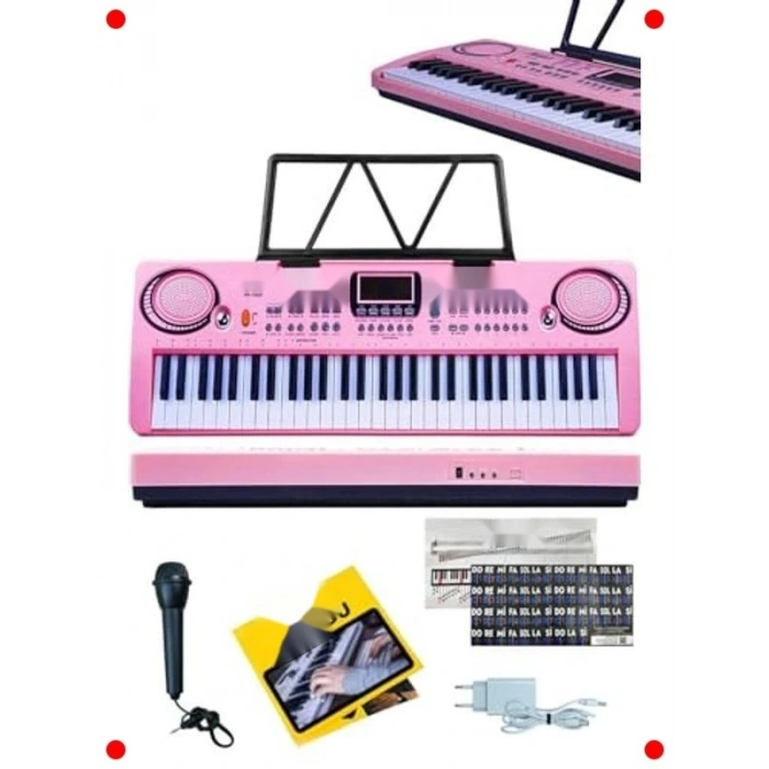 Pembe Başlangıç Org Seti: 61 Tuş, Kulaklık, Mikrofon
