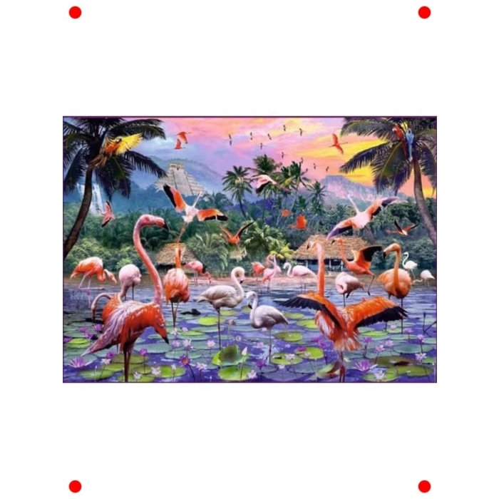 Pembe Flamingolar 1000 Parça Sanatsal Yapboz