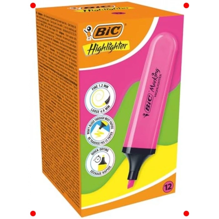 Pembe Fosforlu Kalem Seti 12li - Hızlı Kuruyan