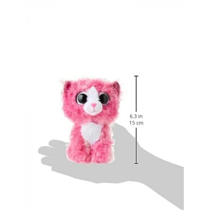 Pembe Kıvırcık Saçlı Kedi Figürü 15 cm, Sevimli Peluş Oyuncak