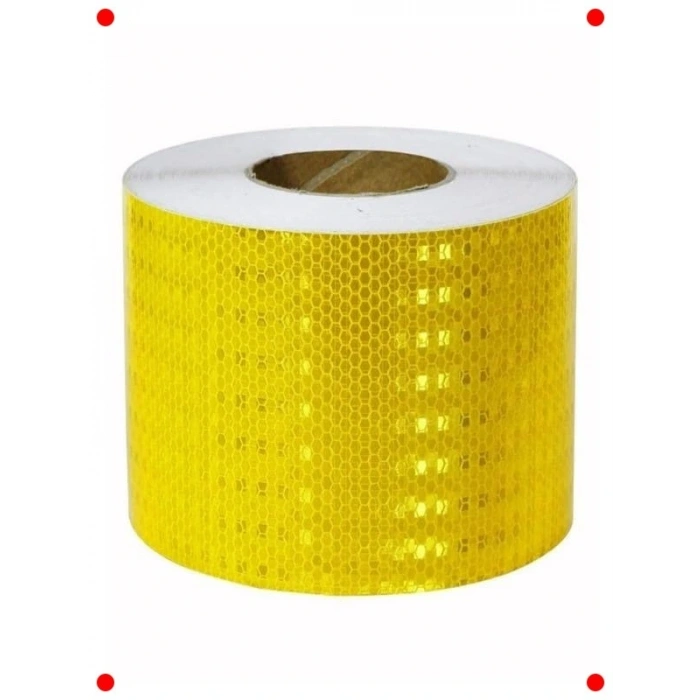 Petekli Sarı Reflektif Şerit Bant 10 cm x 10 Metre