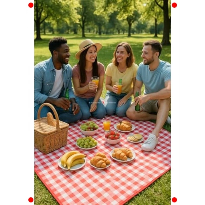 Piknik Örtüsü, 205x160 cm, Su Geçirmez, Katlanabilir
