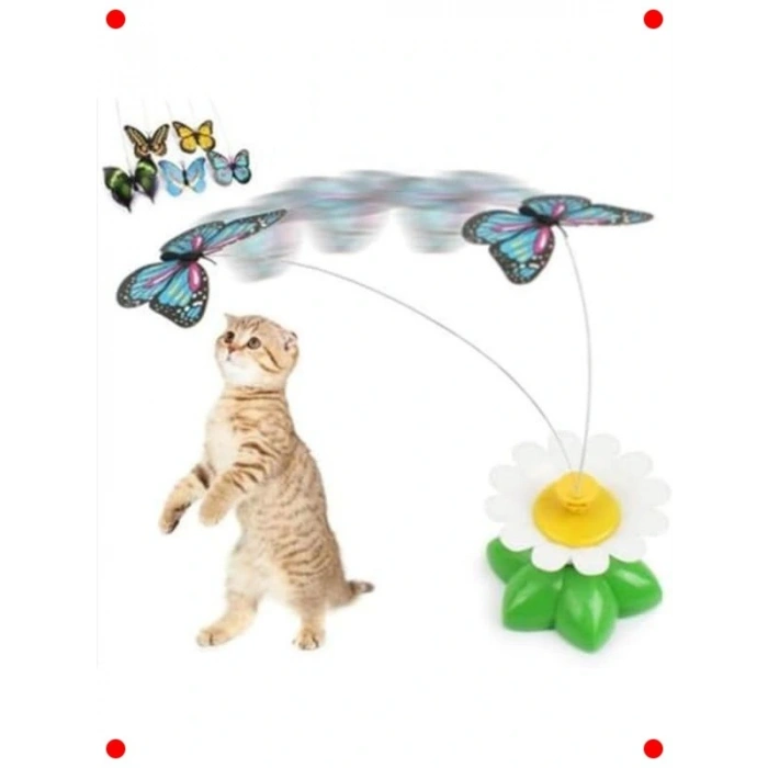 Pilli Hareketli Dönen Kelebek Kedi Oyuncağı