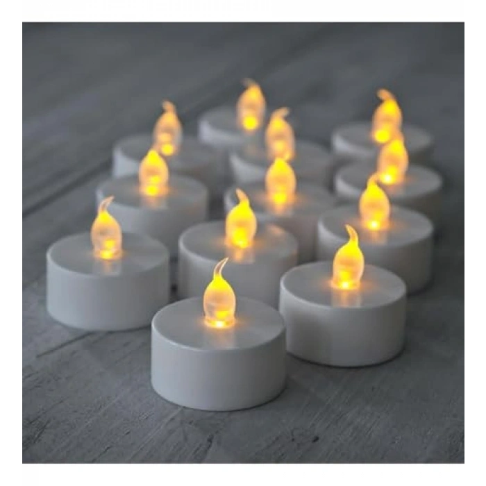Pilli LED Tealight Mum - Sıcak Sarı Işık ile Dekoratif Kullanım