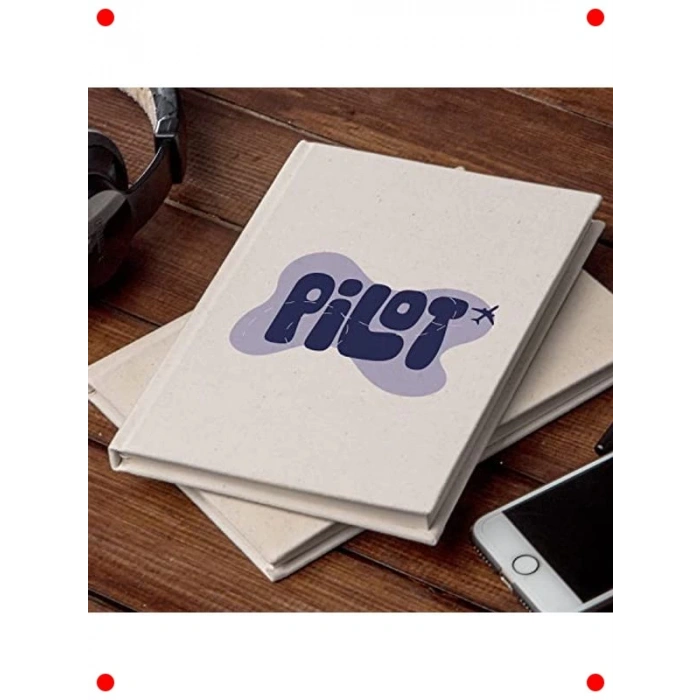 Pilota Özel Uçak Tasarımlı Kanvas Kapak Defter