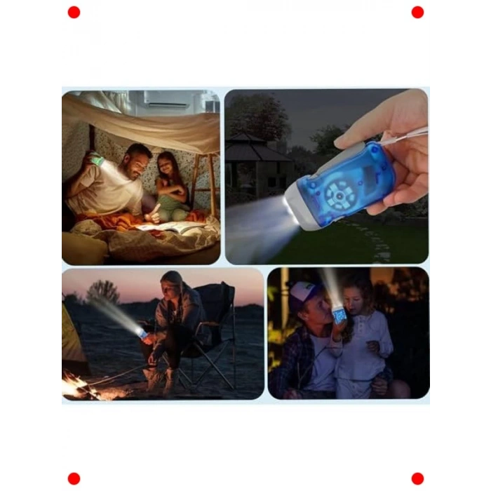 Pilsiz Dinamolu El Feneri - Kendinden Şarjlı, 2 Adet