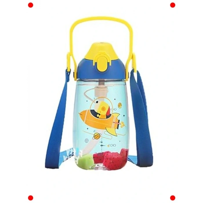 Pipetli 680ml Tritan Çocuk Su Matarası Askılı