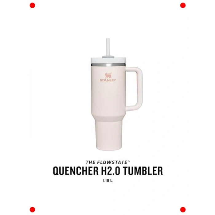 Pipetli Isı Yalıtımlı Bardak, 1.18 L, Pembe Kuvars