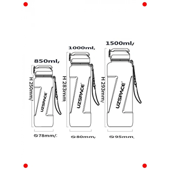 Pipetli Mega Boy 1500ml Tritan Su Matarası