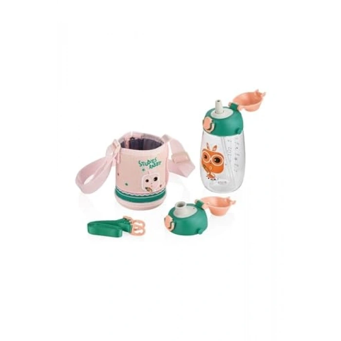 Pipetli Tritan Su Matarası, Kılıflı 480 ml