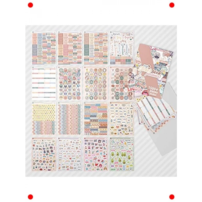 Planlayıcı Çıkartma Seti - 1500+ Adet Düzenleyici Etiket