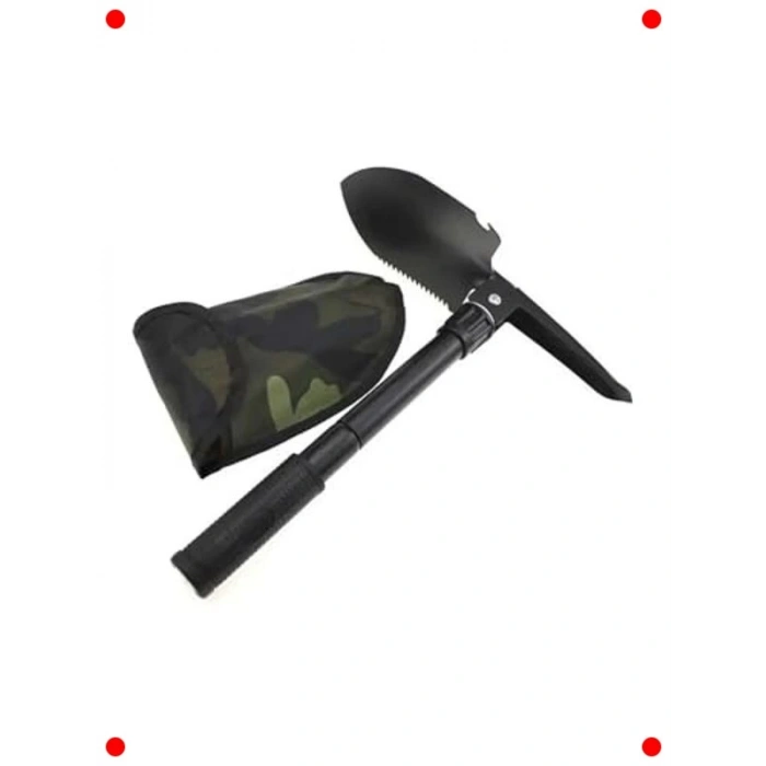 Portatif Katlanabilir Kazma Kürek Seti - Pusulalı