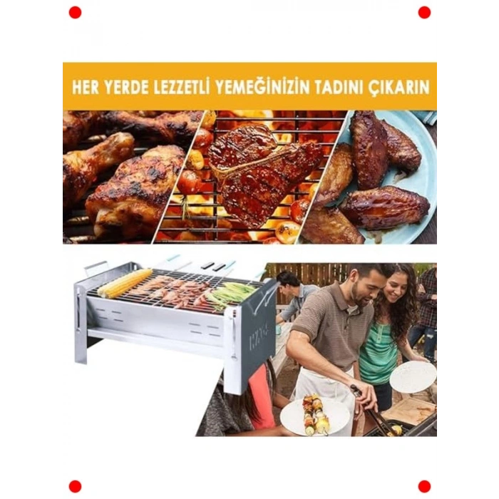 Portatif Katlanır Paslanmaz Çelik Kömür Mangalı