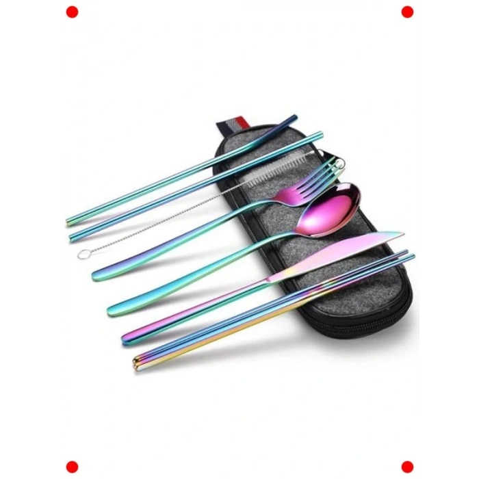 Portatif Paslanmaz Çelik Yemek Seti (8 Parça)