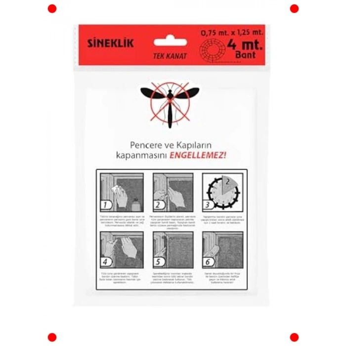 Pratik Yapışkanlı Tek Kanat Pencere Sineklik
