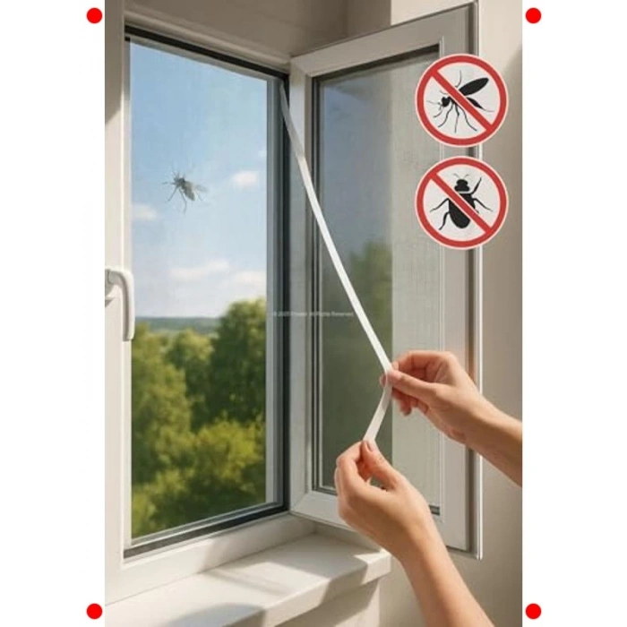 Pratik Yapışkanlı Tek Kanat Pencere Sineklik