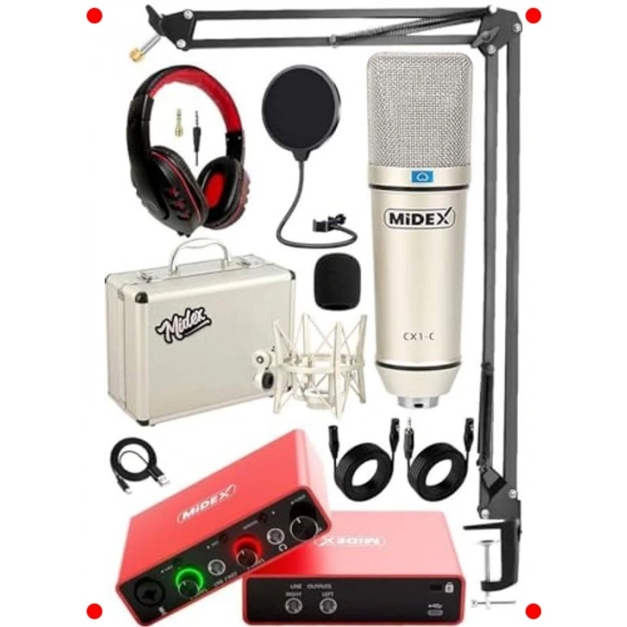Premium Stüdyo Seti: Mikrofon, Ses Kartı, Kulaklık