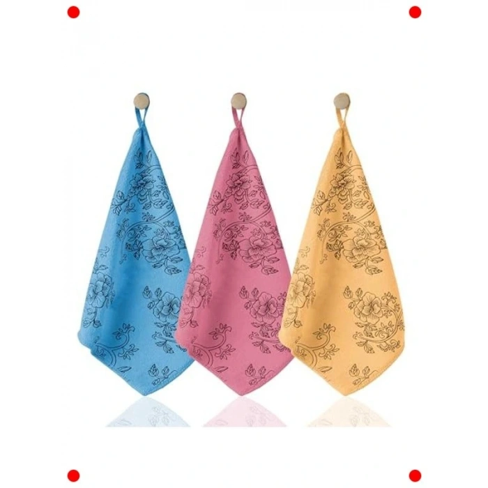 Preum Desenli Kadife Mutfak Bezi, 3lü Set