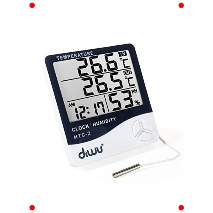 Problu Dijital Termometre Nem Ölçer Saat Takvim