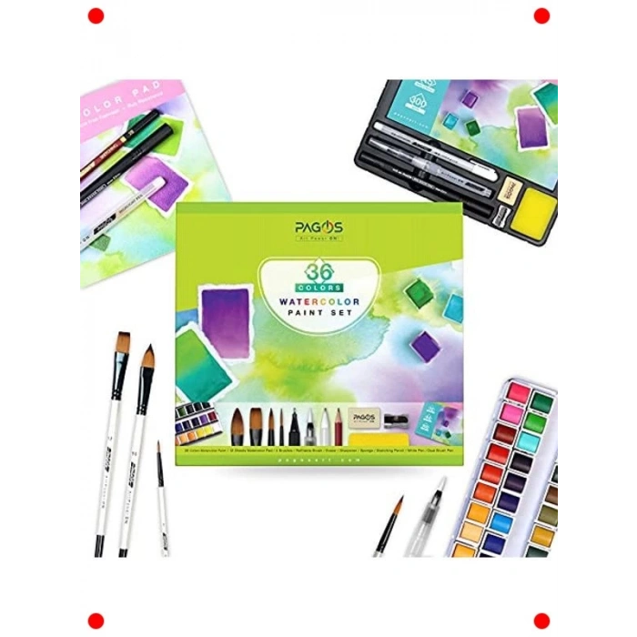 Profesyonel 36 Renk Sulu Boya ve Kağıt Seti