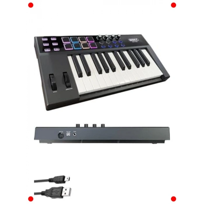 Profesyonel MIDI Klavye - 25 Tuş, 8 Pad