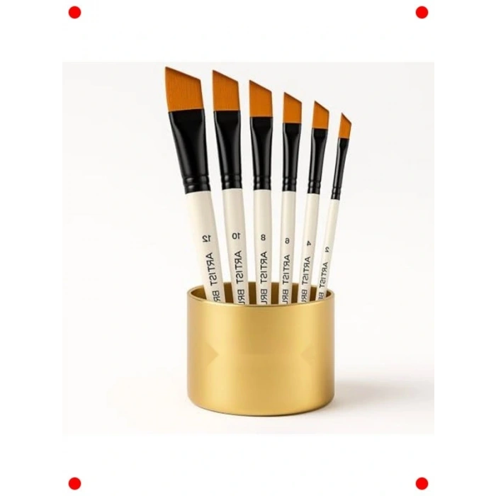 Profesyonel Resim Fırça Seti - Yan Kesik Uçlu 6 Parça