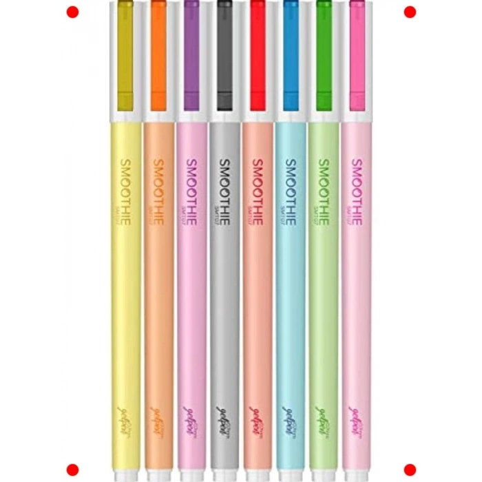 Pürüzsüz Jel Kalem Seti (8 Adet) - Canlı Renkler