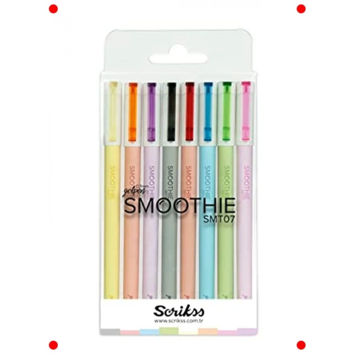 Pürüzsüz Jel Kalem Seti (8 Adet) - Canlı Renkler