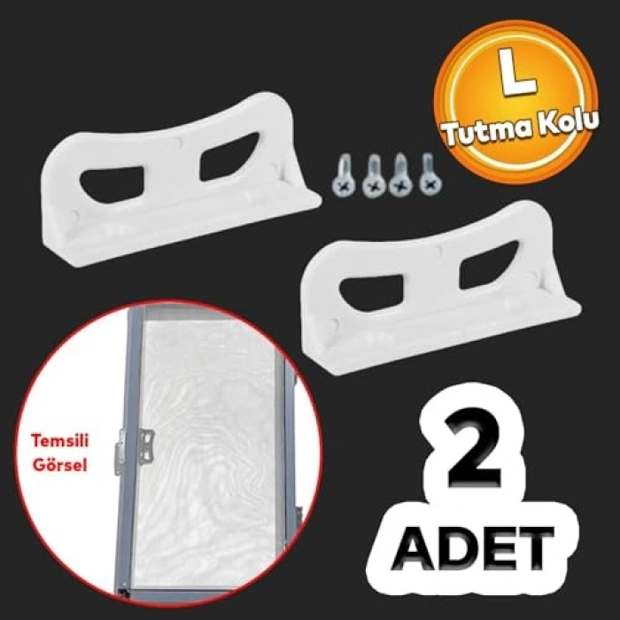 PVC Pencere ve Kapı Sineklik Kolu, 2 Adet L Tipi Tutucu