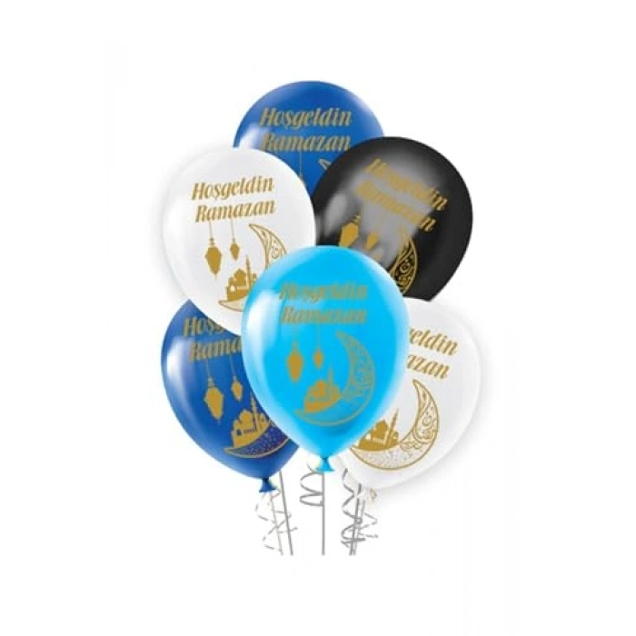 Ramazan Temalı 12 İnç Pastel Balon Seti, 10 Adet Renkli Balon