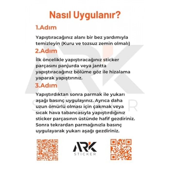 Reflektif Turuncu Şablonlu Ön Panjur Sticker Seti