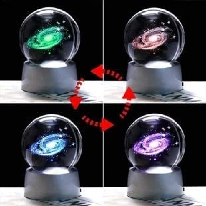 Renk Değiştiren LED Işıklı Kristal Cam Gece Lambası