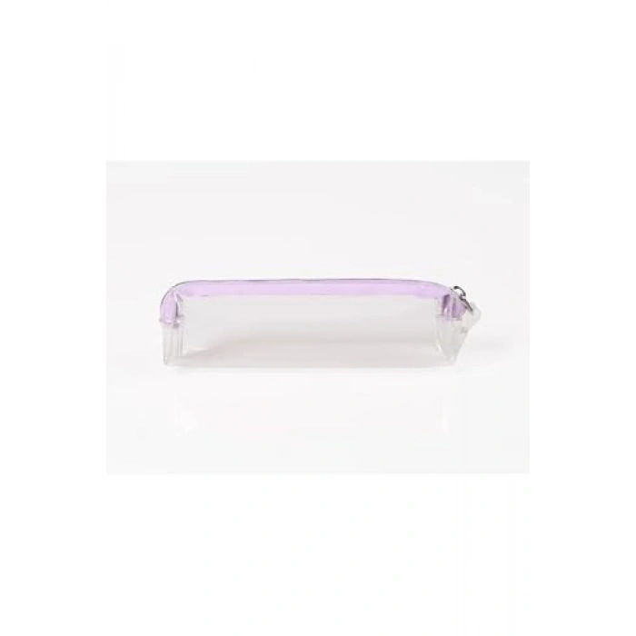 Renkli Fermuarlı Kutusu 19x4x5.5 cm, Mor Detaylarıyla